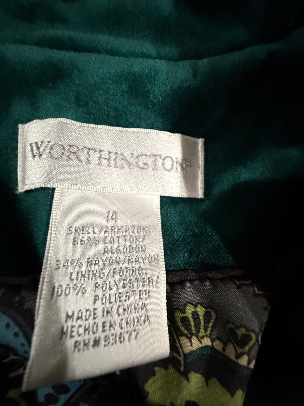Worthington Emerald Green Velvet Blazer - Picture 3 of 5